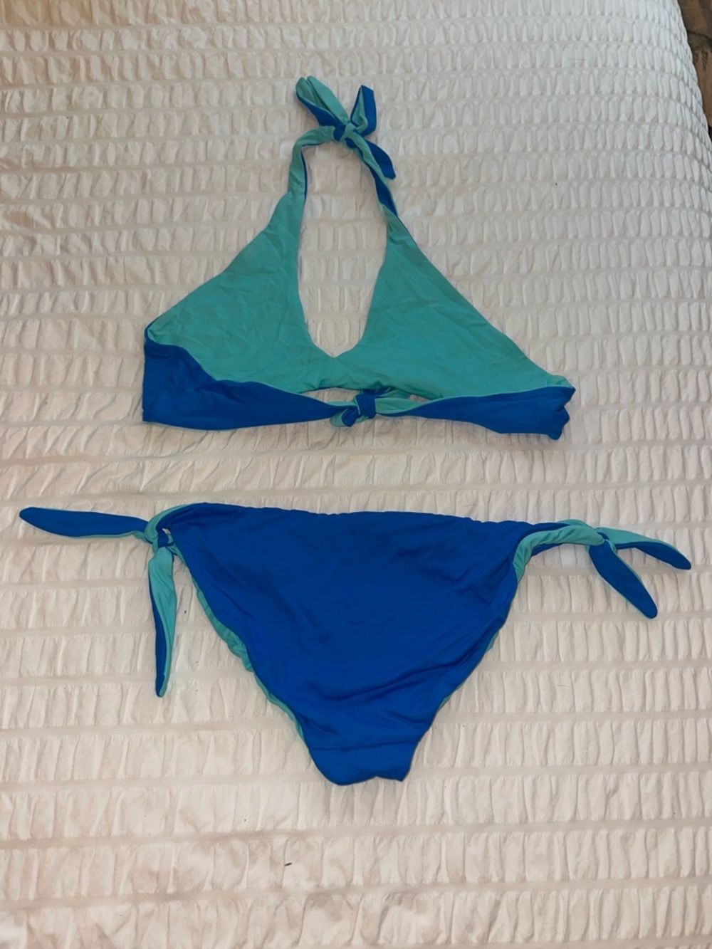 Polo by Ralph Lauren Blue and Teal Tie-Side Halter Bikini - Picture 2 of 2